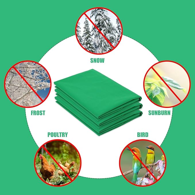 Plant Covers Freeze Protection, 4 Pack Frost Covers with Zipper Drawstring (39" x 59") Plant Protection Cover Bags for Outdoor Winter Frost Cold (Green) (39" W x 59" H(4 PCS), Green)
