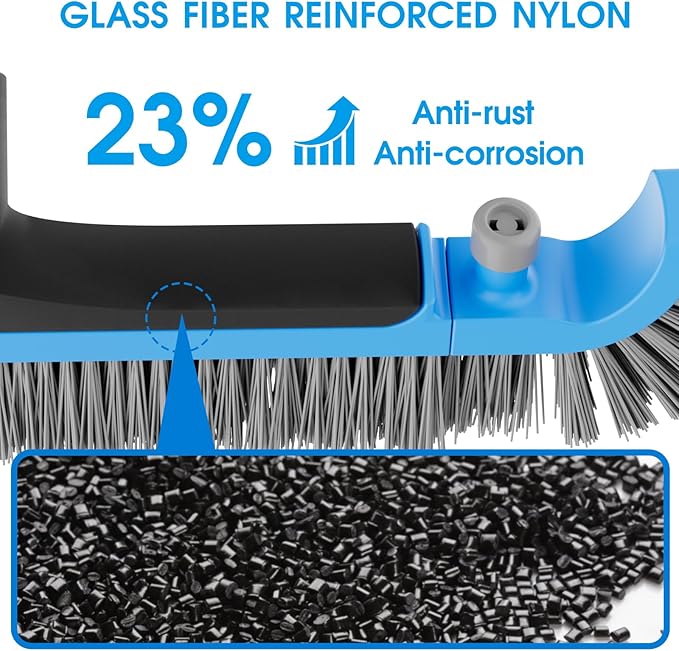 2 in 1 Pool Brush with Poles 10ft - 20'' Heavy Duty Swimming Pool Brush & Multifunctional Brush Head, 9ft Aluminum Poles, Cleaning Inground & Above Ground Pools