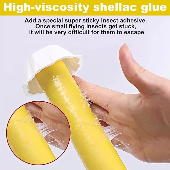 Fly Stick Sticky Fly Traps for Indoors Outdoor 8pk, Sticky Hanging Fly Stick, Flying Insect Trap, wasp Trap（Yellow 8PCS）