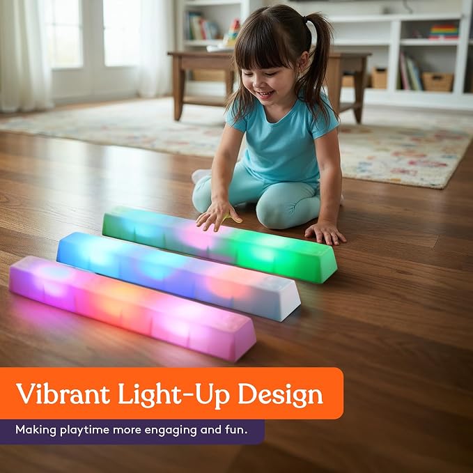 Special Supplies LED Stepping Stones for Kids -Light-Up Balance Blocks- Coordination & Balance for Toddlers & Children- Durable Non-Slip Rubber, Safe Indoor & Outdoor Play