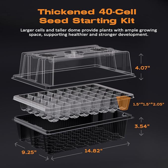 Patigrow 80-Cell Self-Watering Seed Starter Tray with Grow Light, Seed Starter Kit with 4.07” Humidity Dome, Indoor Seedling Starter Tray, Seed Starting Trays for Plant Germination, Seeds Growing