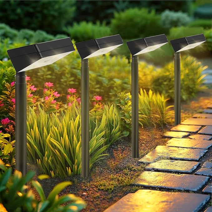 Solar Pathway Lights Outdoor, 8 Pack Bright Solar Lights Outdoor Waterproof, Auto On/Off 2-in-1 Fence & Garden Landscape Lighting with 10 Color Modes for Yard Path Lawn Walkway Driveway Decor