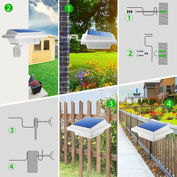 Solar Gutter Lights Outdoor, 40 LEDs Bright Solar Powered led Fence Light Deck Lights Waterproof for Wall, Deck, Fence, Stair, Step and Yard (White Shell, 6Pack, Cool White)