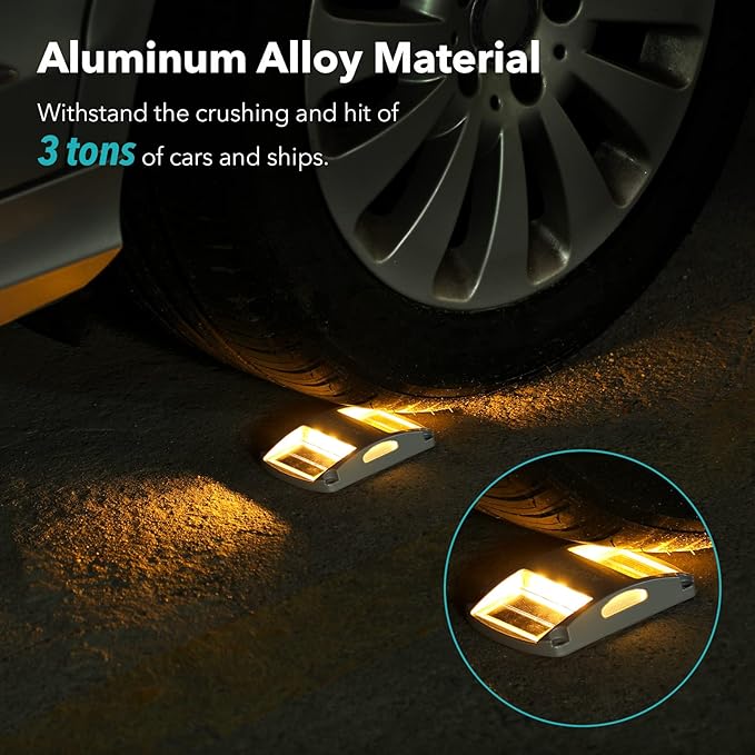 AGPTEK Solar Driveway Lights 4 Pack, Solar Deck Lights Outdoor Dock Marine Lights LED Dock Lights Solar Powered Waterproof Driveway Marker Lights for Warning Step, Sidewalk, Pathway, Garden, Yard