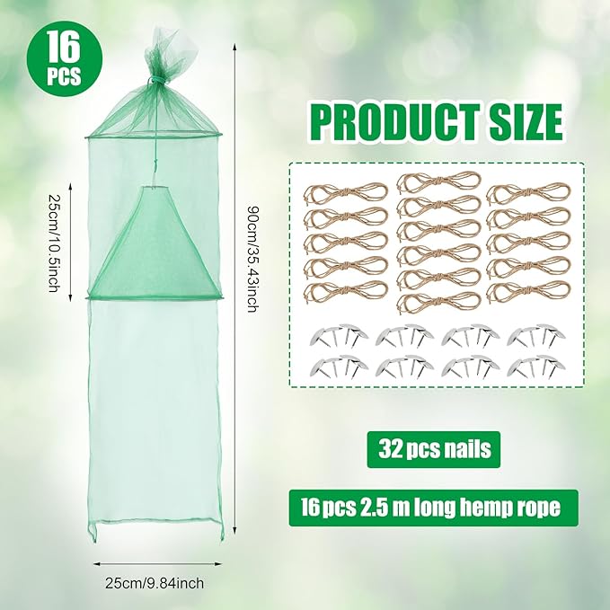 Qualirey 1 Pack Spotted Lanternfly Traps Lantern Fly Killer Mesh Tree Trap with Jute Rope and Nails Effective Way to Catch Lantern Flies and Nymphs (Green)