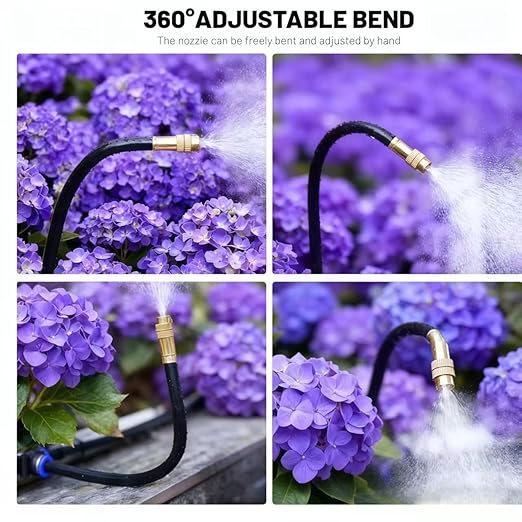 Drip Irrigation System，360° Bendable Drip Irrigation Kit Automatic Irrigation System for Garden, Adjustable Garden Watering Misting System for Greenhouse, Yard, Lawn, Plant(66FT)