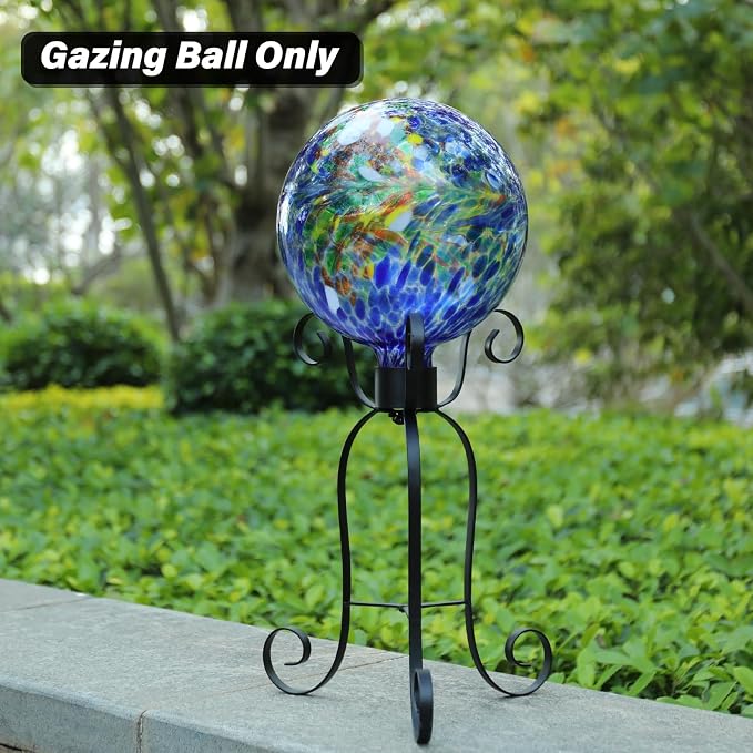 10 Inch Gazing Ball Glass Reflective Garden Globe Outdoor Gazing Globe Yard Ornament for Garden Yard Home Outdoor Decoration Multi, NOT Solar