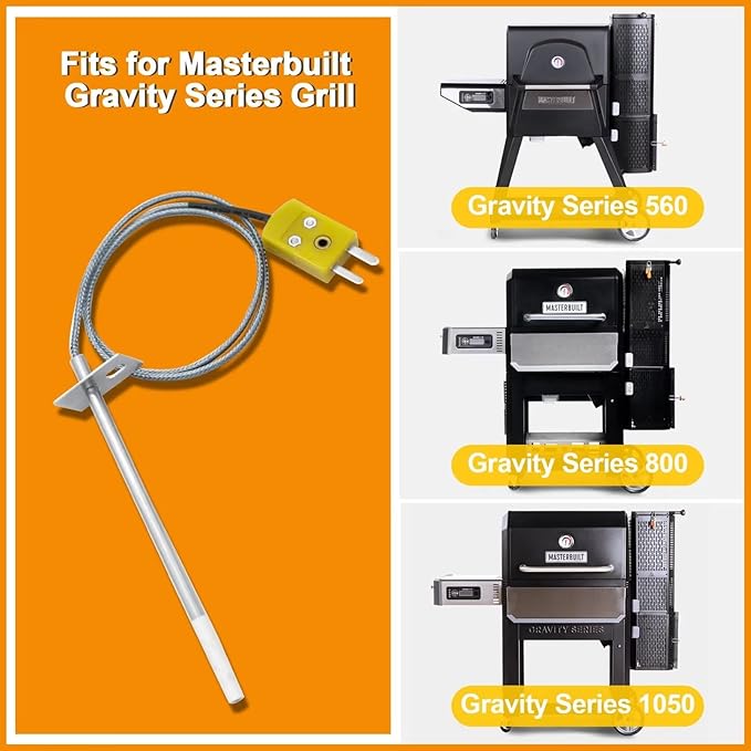 Temperature Probe Kit Compatible with Masterbuilt Gravity Series 560/800/1050 Digital Charcoal Grill + Smokers Replacement Parts, 1-Piece