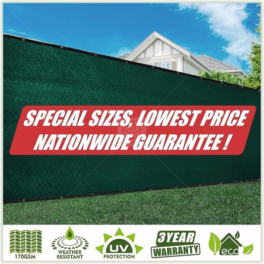 ColourTree Customized Size 6' x 6' Green Fence Screen Privacy Screen - Commercial Grade 170 GSM - Heavy Duty - 3 Years Warranty - Cable Zip Ties Included