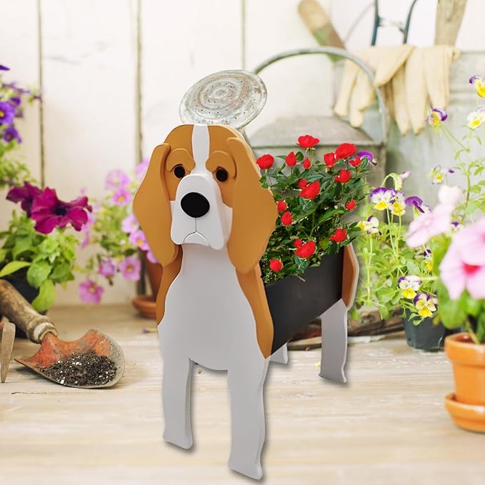 Beagle Dog Planter Plant Pots,Cute Dog Flower Planter,Gifts for Pet Lovers,Unique Animal Plant Pots,Office,Indoor Outdoor Garden Decor(9.45 * 6.77 * 13.46in