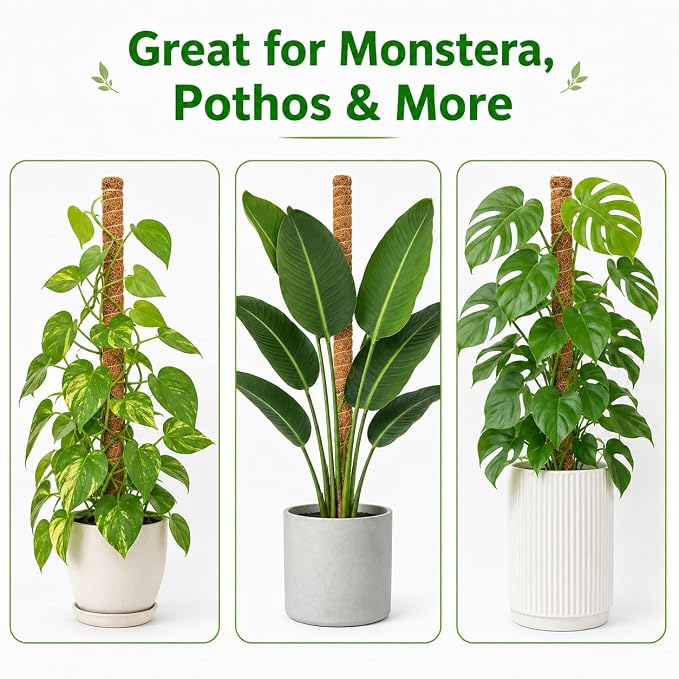 2 Pack Moss Pole, 26.8-Inch Moss Poles for Plants Monstera,Bendable Plant Support Stakes for Climbing Plants Indoor, Garden Trellis Plant Stick for Potted Plants, Pothos Philodendron