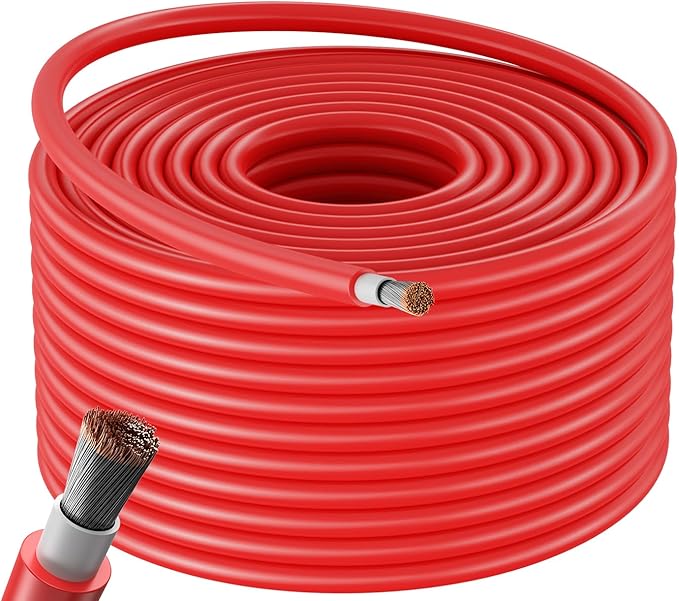 Bateria Power Solar Panel Cable 100FT Solar Extension Cable, 10AWG (6mm²) Tinned Copper Wire for Outdoor Automotive RV Boat Marine Solar Panel- Red (10AWG 100FT)
