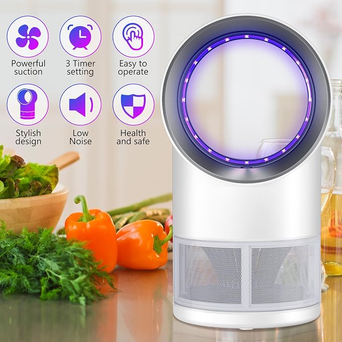 Fly Trap Indoor,Gnat Traps House Indoors, Indoor Insect Trap with Timer, Pack of 10 Refills (White)