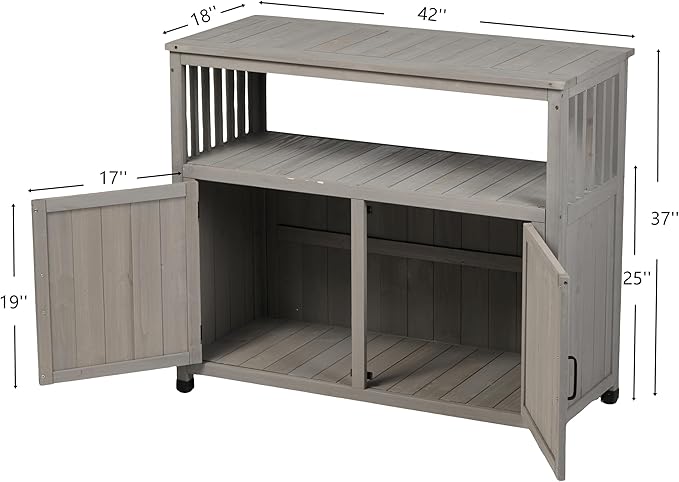 KEIKI 42 x 37 in Outdoor Storage Cabinet with 2 Doors Buffet Cabinet Sideboard Bar Table for Indoor
