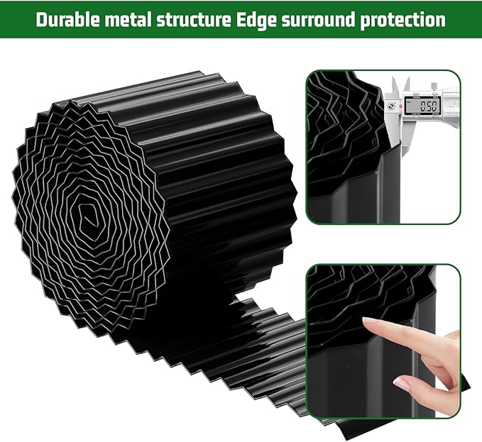 SnugNiture Corrugated Metal Garden Edging,8" x 20' Sturdy Lawn Edging Border,Landscape Edging Border for Lawn, Flower Bed,Garden and Yard