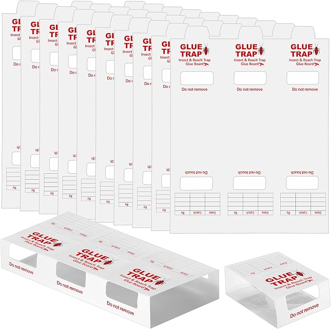Qualirey 30 Pack(10 Sheets) Spider and Insect Glue Insect Traps Glue Boards Bulk Adhesive Cockroach Sticky Traps for Crawling Insects House Indoor Outdoor