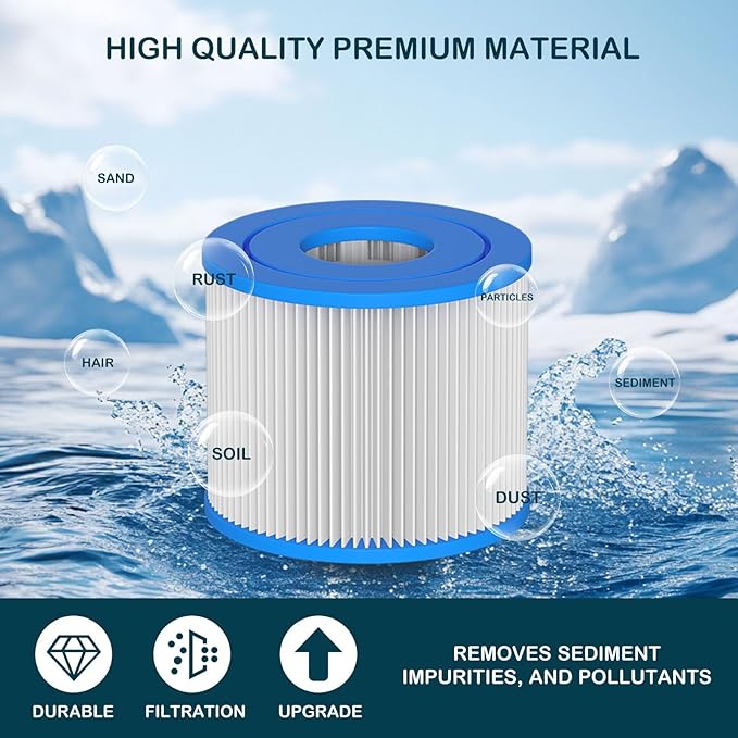 Type Ⅵ Hot Tub Spa Filter Replacement Compatible with Lay-Z-Spa, Coleman SaluSpa 90352E 58323 90427E, Inflatable Hot Tub, Swimming Pool Pump Filter Type Ⅵ Cartridge, 12 Pack
