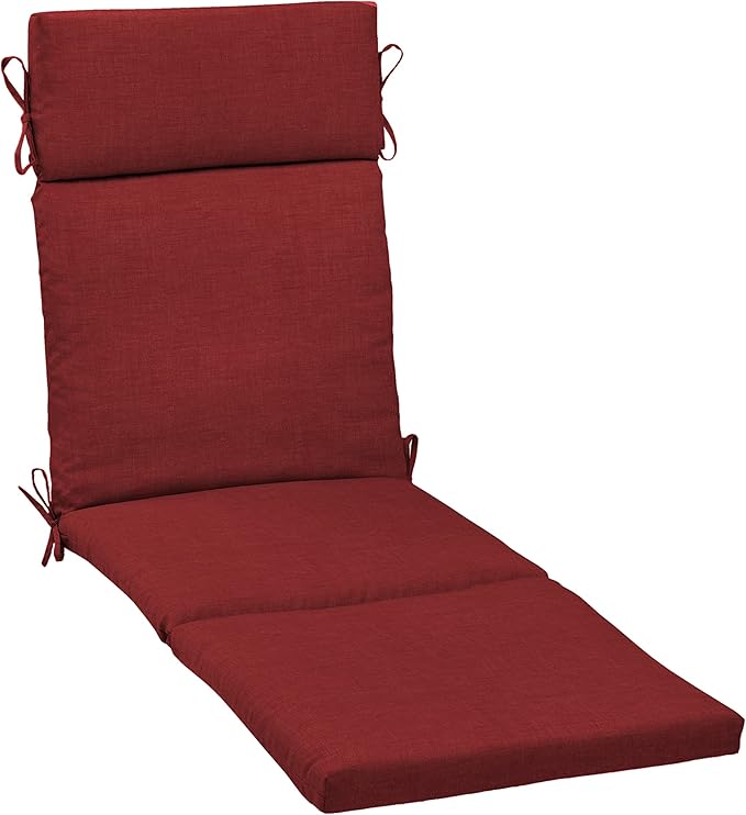 Arden Outdoor Chaise Cushion, 21 in x 72 in, Weather-Proof, Rain-Proof, Fade Resistant Patio Cushion for Chaise Lounger Ruby Red Leala