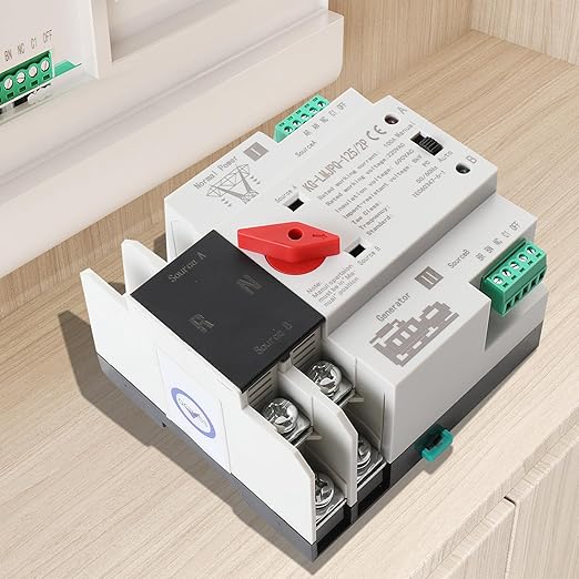 2P 100A Dual Power Automatic Transfer Switch 220V Generator Changeover Switch Tools Dual Power Transfer Switch Din Rail Mounting Type 50HZ/60HZ