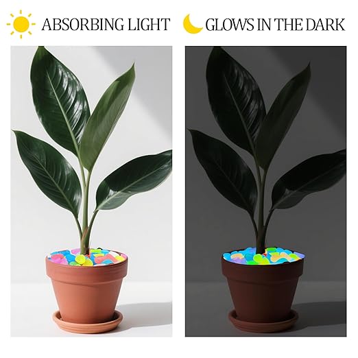 200PCS 1-1.2" Colorful Luminous Stones Fish Tank Glow Rocks Glow in The Dark Rocks Outdoor for Garden Path Walkway Yard Fish Tank Plant Pots