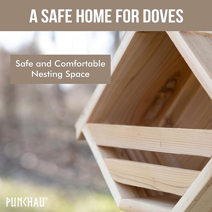 Cedar Open Mourning Dove Nesting Box for Outdoor - 14L x 11H x 6W Inches Bird Nesting Box - Outdoor Natural Rough Cut Cedar Dove Birdhouse for Outside Nesting