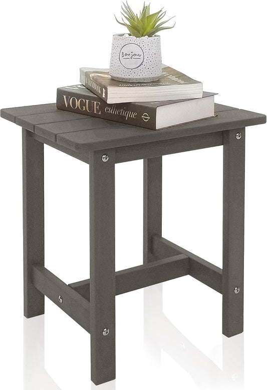 Outdoor Side Table, Small Adirondack Side Table for Adirondack Chair - Indoor Outdoor End Table - HDPS (Grey)
