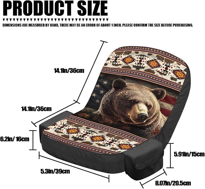 Aztec Bear Riding Lawn Mower Seat Cover Washable Seat Covers for Riding Lawn Mower Non Slip Tractor Accessories for Farm Compatible with Craftsman Cub Cadet Kubota