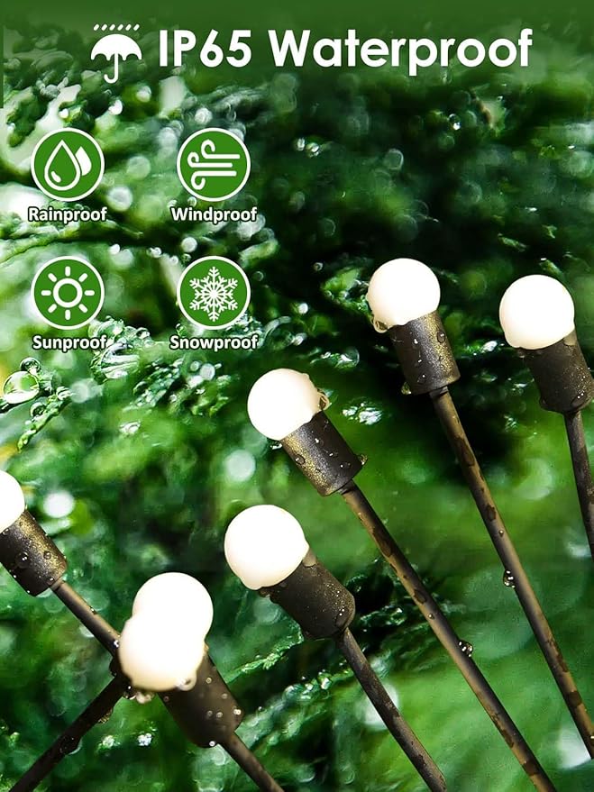 2026 Upgraded Solar Lights Outdoor, 12 Pack Solar Garden Lights with 2 Modes, Firefly Lights Outdoor Waterproof, Sway by Wind, Twinkle Firefly Light for Yard Patio Path Garden Decoration (Warm White)