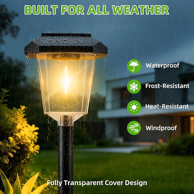 16Pack Solar Pathway Lights Outdoor, LED Solar Lights Outdoor Waterproof, Garden Light Solar Powered, Stake Landscape Lighting for Outside Yard Driveway Walkway Sidewalk Path Lawn Patio Garden Decor