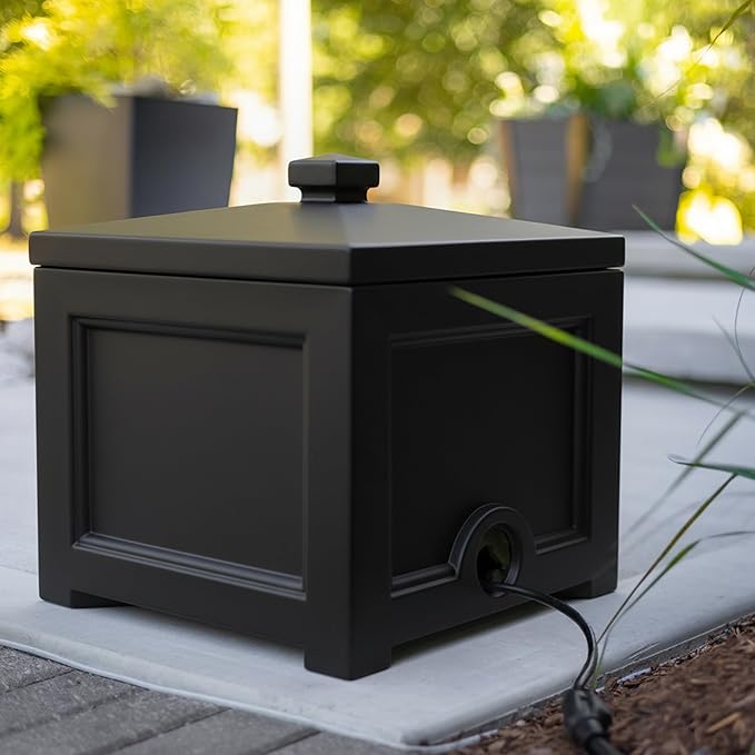 Mayne Heavy Duty Cable Storage Solution for Home & Garage, Lightweight & Functional Outdoor Storage Bin with Lid, Stylish Cable Organizer and EV Charger Storage, Black