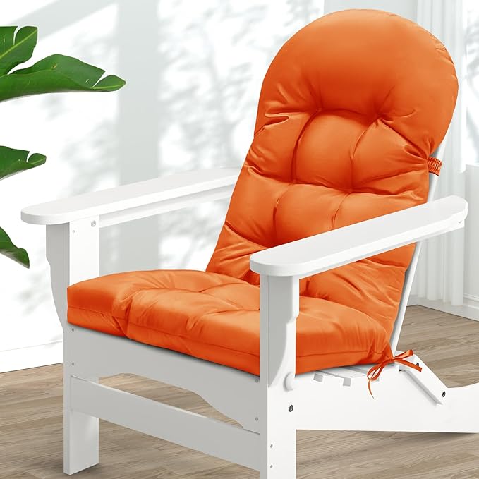 MAGIC ELEPHANT Adirondack Chair Cushion, Memory Foam Outdoor Chair Cushion, Water-Repellent Thick High Back Patio Rocking Chair Pad Seat Cushion Replacement (Orange)