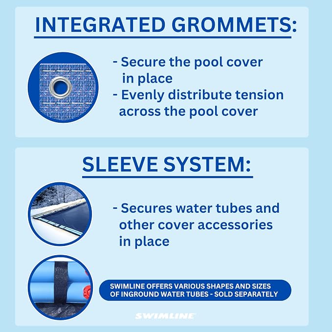 SWIMLINE HYDROTOOLS Super Guard Heavy Duty Pool Cover For Above Ground Swimming Pools |25 X 45 FT Cover | Blue / Black | Water Tube Sleeves | UV Protected For 20X40 FT Rectangle Pools | CO82545R