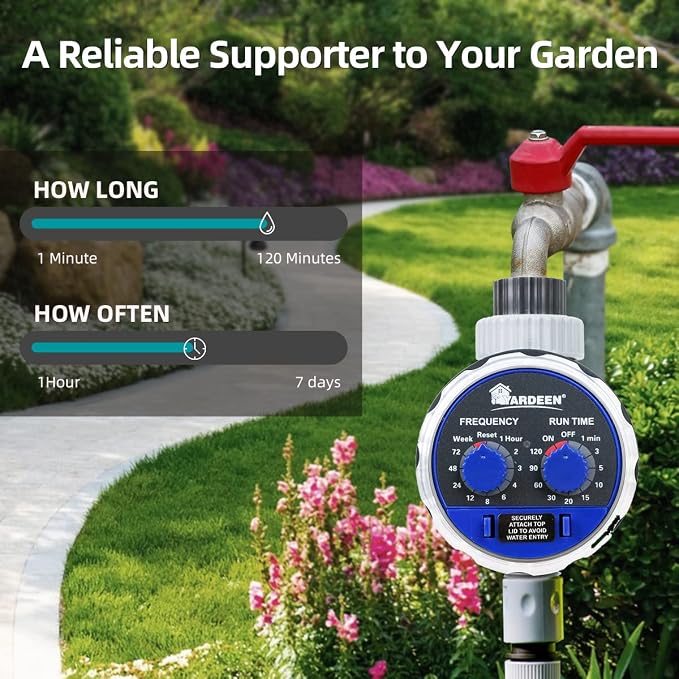 Lawn & Garden Sprinkler Timer, Blue Plastic Oscillating Sprinkler with Motion Sensor, Water Timer, Adjustable Sensitivity, 100 sq ft Coverage