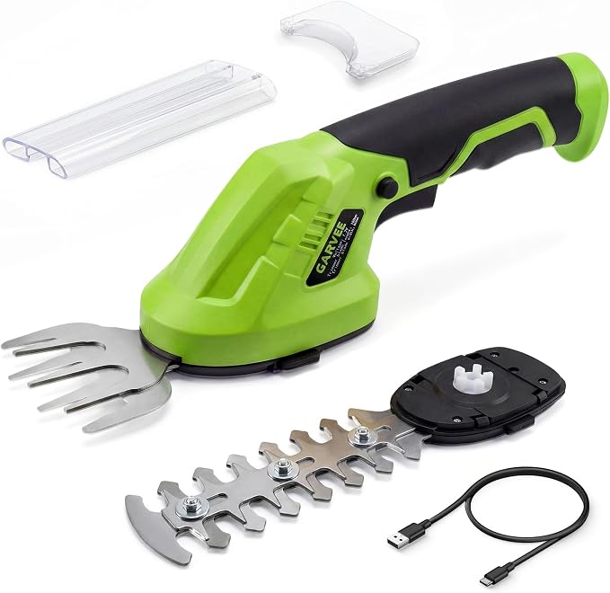 2-in-1 Electric Handheld Hedge Trimmer, Cordless Grass Shear & Shrub Trimme, Lightweight Rechargeable Bush Trimmers, with Type-C Cable, Dual Safety Switch, Brushless Motor, for Yard, Lawn, Garden