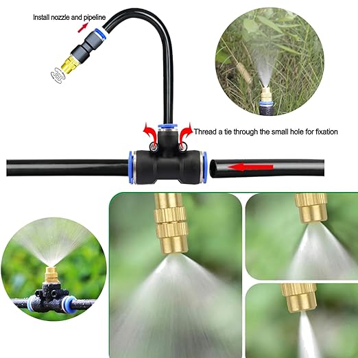 Update 82Ft Irrigation Copper Nozzle System, Automatic Irrigation System with Replaceable 360°Bendable Sprayer,atomizing Copper Nozzle for Watering System for Garden Plant Lawn Patio and Yard. (20)