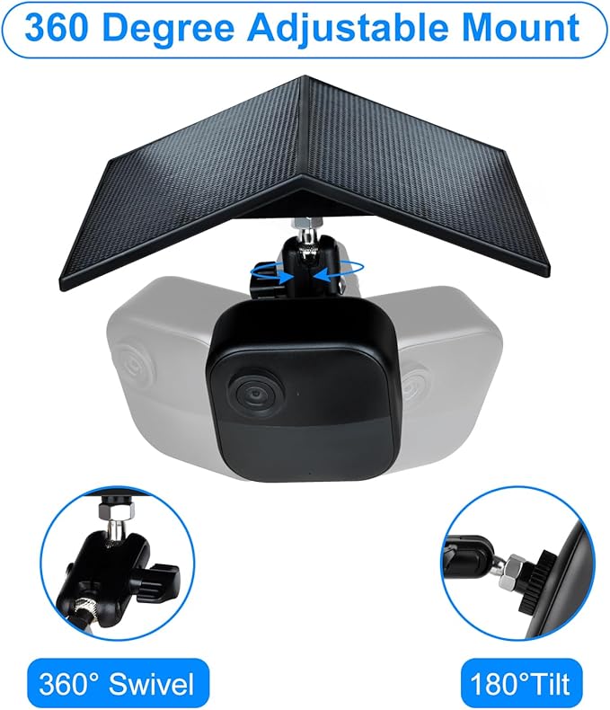 Solar Panel for Blink Camera Outdoor 4 (4th Gen) /2K+/3rd Gen/XT/XT2, Perfect View Angle for Wireless Blink Camera, (Black),(Camera Not Included)