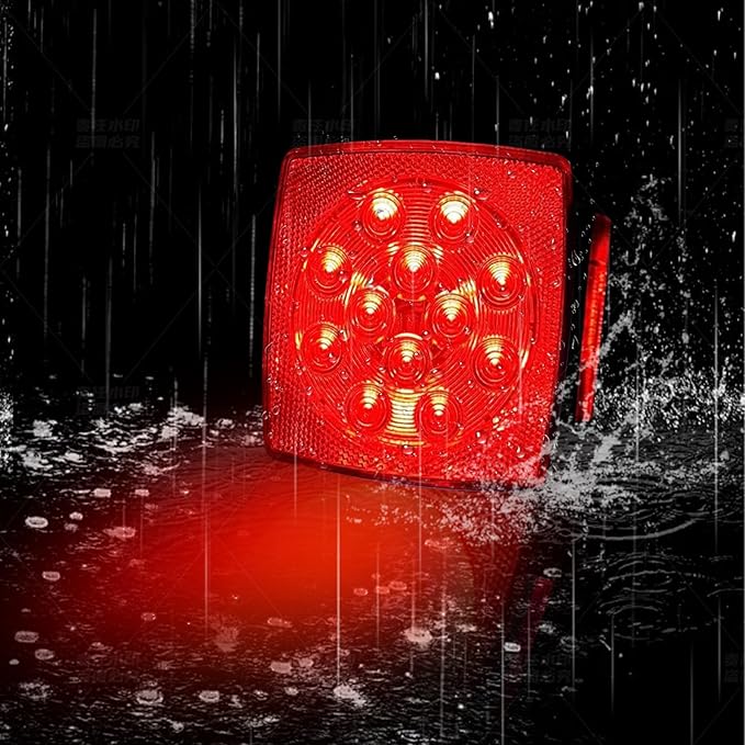 fouwick LED trailer lights Kit, 12V Submersible Tail Marker Lights Wiring Lamp Harness for Boat Car Truck RV Utility snowmobile turn signal license plate stop reverse Trailer Accessories