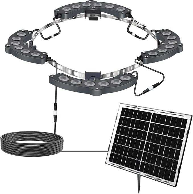 Solar Palm Tree Lights Outdoor Warm Light 3000K, Solar Spotlights for Plam Trees 12000 mAh Batteries Solar Powered LED Ring Tree Lights up to 12+ Hours for Outside House Garden Landscape Large Trees
