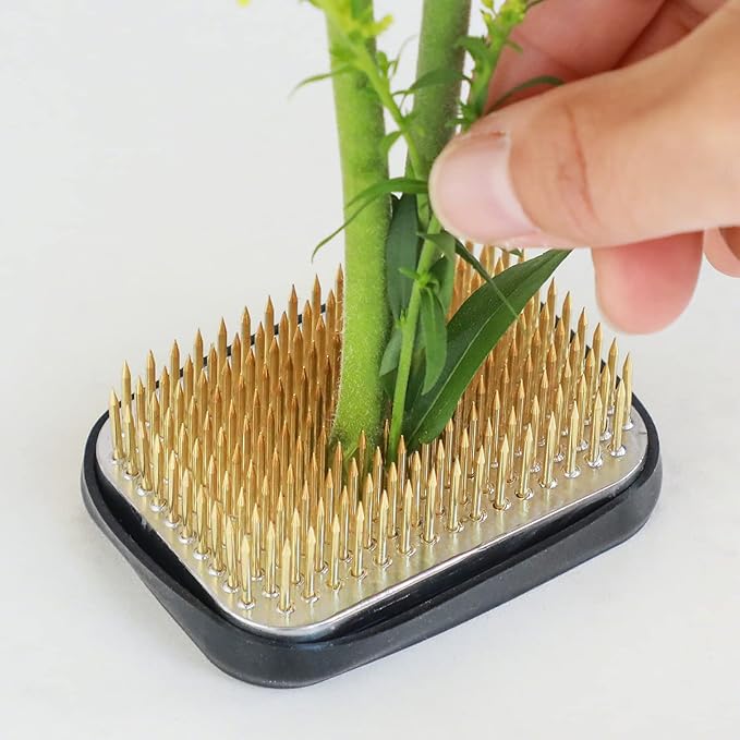 Wazakura Japanese Ikebana Kenzan Flower Holder Rectangular Square, Made in Japan Floral Arranging Pin Frog Tool - 2.6" (68mm)