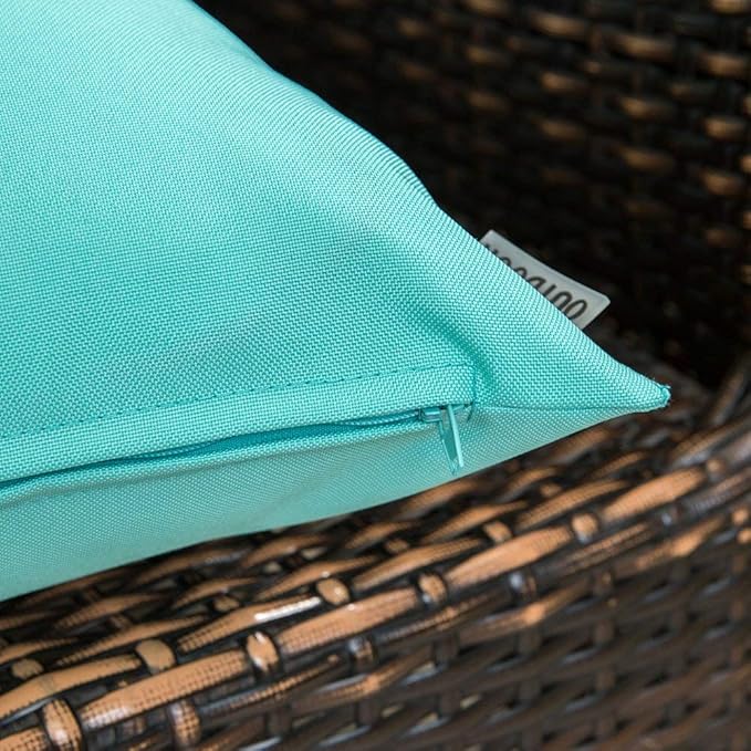 MIULEE Pack of 2 Decorative Pillow Covers Square Cushion Sham Throw Pillowcase Summer Shell Waterproof for Indoor Couch Chair Sofa Patio 16x16 Inch Light Green