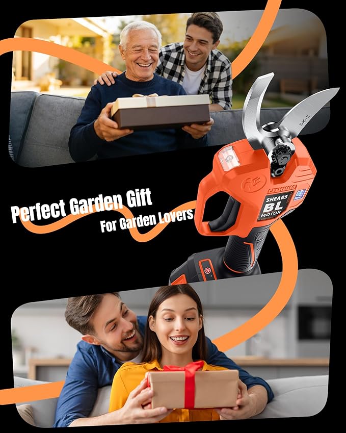 VOTREK® Electric Pruning Shears Cordless with 2 Batteries, [1.6'' Cutting Diameter] Professional Power Pruner, Garden Scissors for Tree Trimming Branch Cutter [SK5 Blades] [Brushless] [LCD Display]