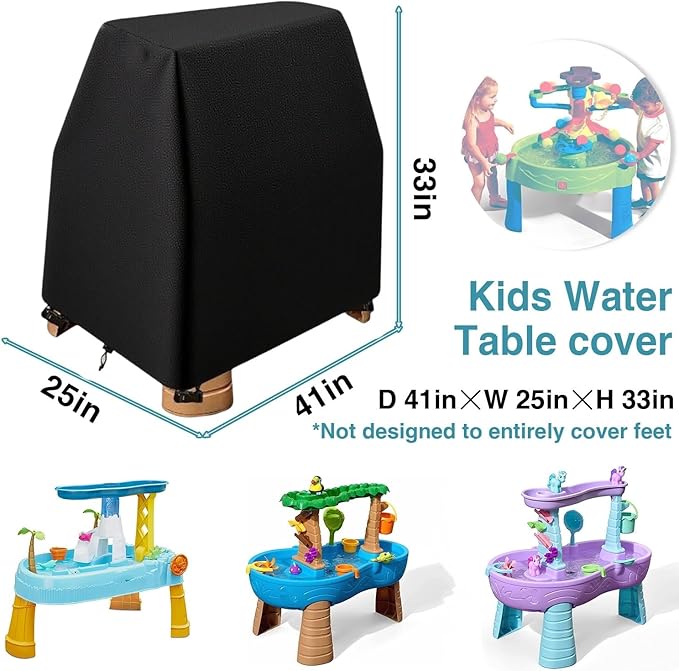 Kids Water Table cover suitable for Rain Showers Splash Pond Water Table (Black, 41"Lx25"Wx33"H)