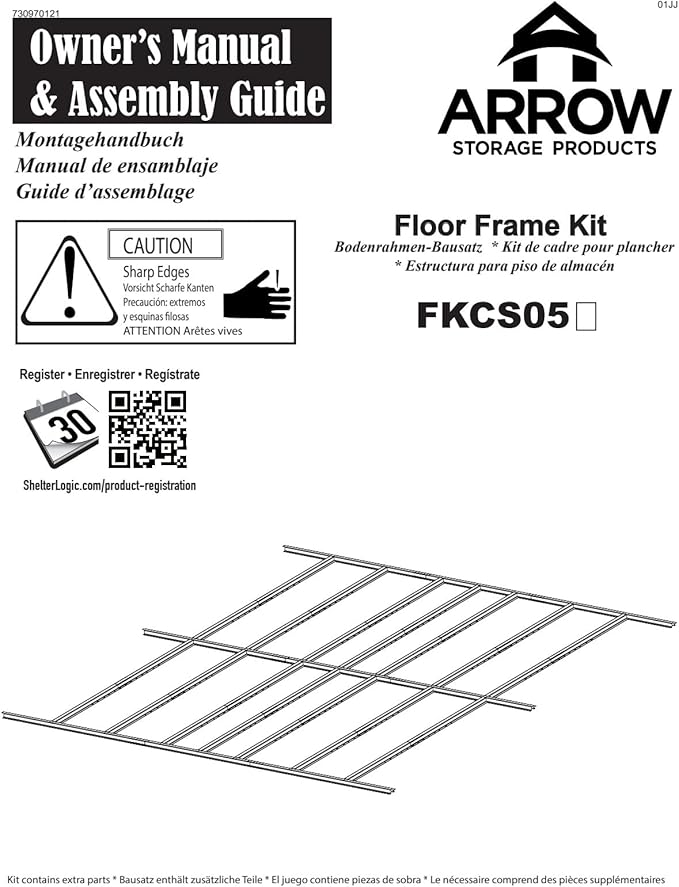 Arrow Sheds Floor Frame Kit for Arrow Classic and Select Storage Sheds, Extra Large Sheds