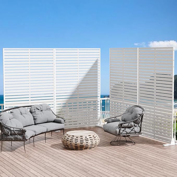 Privacy Fence Screen Outdoor Freestanding Privacy Panel, 72" H×47" W HDPE Decorative Panels with Stand, Room/Garden Divider, Outdoor Privacy Screen for Patio,Deck, Balcony, Pool