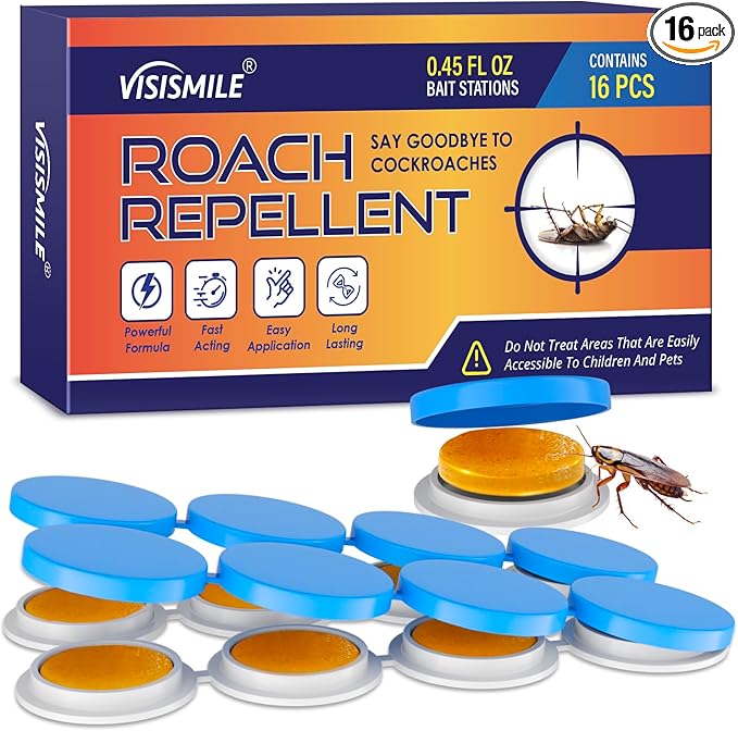 Cockroach Repellent Indoor and Outdoor: Roach Repellents for German Cockroaches, Small Roaches– Cockroach Deterrent for Homes and Kitchens 16 PCS