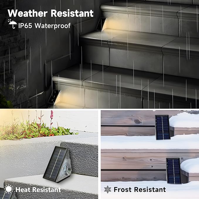 GEEKHOM Solar Stair Waterproof Motion Lights: 2 Lighting Modes Warm White & RGB for Garden Porch Pathway Pool Backyard 8-Piecs