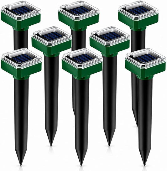2026 8Pack Mole Repellent Solar Powered Sonic Gopher Repellent Stakes for Lawns,IP65 Waterproof Ultrasonic Mole Repellent for Lawns,Sonic Chipmunk Snake Armadillo Vole Deterrent for Lawns