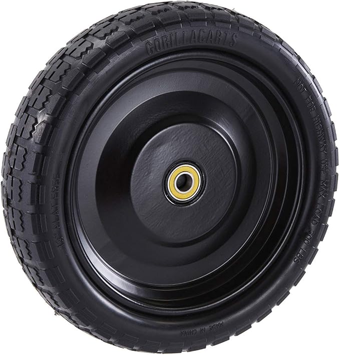 Gorilla Carts 4-Pack 13 Inch Replacement Tires, 2.16” Hub, 5/8” Bore, 300 Lb Capacity Each - No-Flat Wheels for Lawn & Garden Utility Cart, Wagon, Hand Truck, Air Compressor, Pressure Washer and More