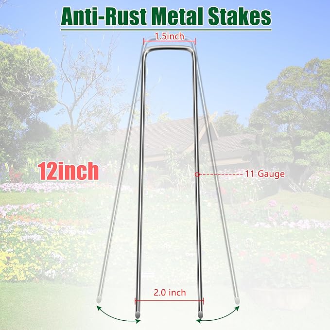 12 Inch Galvanized Landscape Staples Stakes, 25/50/100/200/12pcs Garden Metal Stakes for Weed Barrier Fabric, Fence Stakes, Tent Stakes, Christmas Decorations (12pcs)