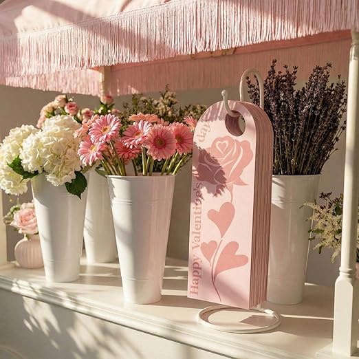 Eaasty 24 Set Mother's Day Themed Single Rose Card Sleeve Gift Packaging Flower Holder with Floral Water Tubes Ribbon Floral Tissue Paper for Rose Packing